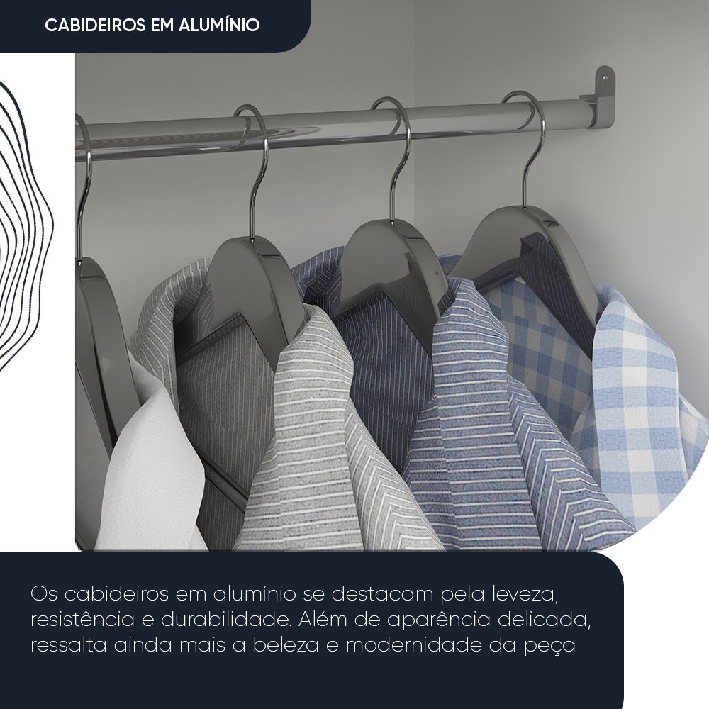 Guarda-Roupa Casal 3 Portas 1 Porta Espelhada Milão Yescasa 100% MDF Branco