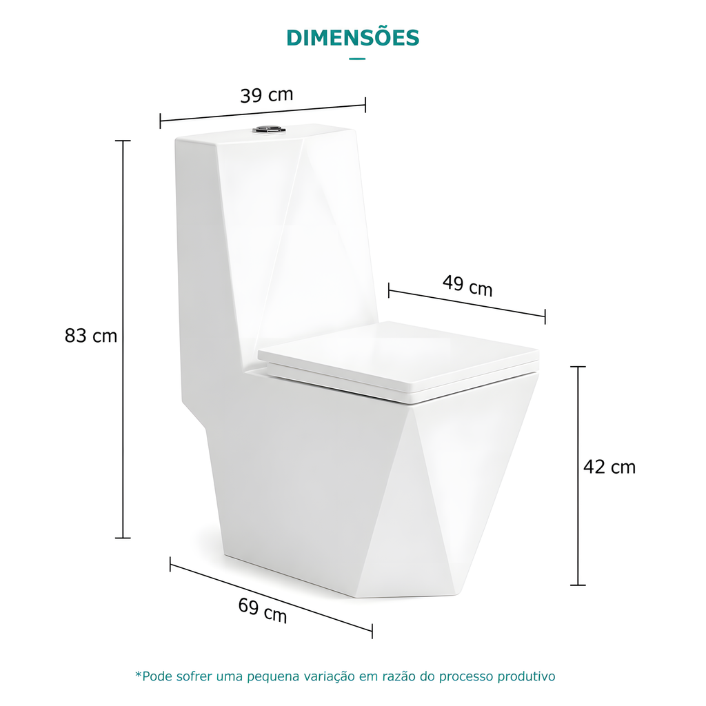 Vaso Sanitário Monobloco Imperial Diamond Caixa Acoplada Smart 300 Branco Smart Norte