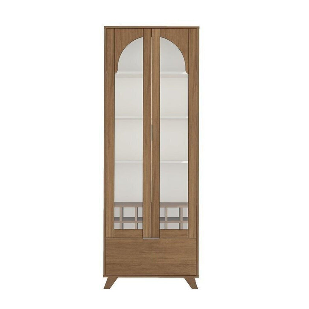 Conjunto Sala de Estar Rack e Cristaleira e Mesa de Centro Murano Marrom Espresso Móveis