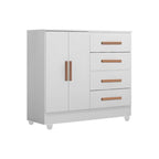 Quarto Bebê Infantil com Guarda-Roupa 3 Portas e 2 Gavetas com Cômoda 4 Gavetas e 2 Portas Lite Móveis Leão Branco