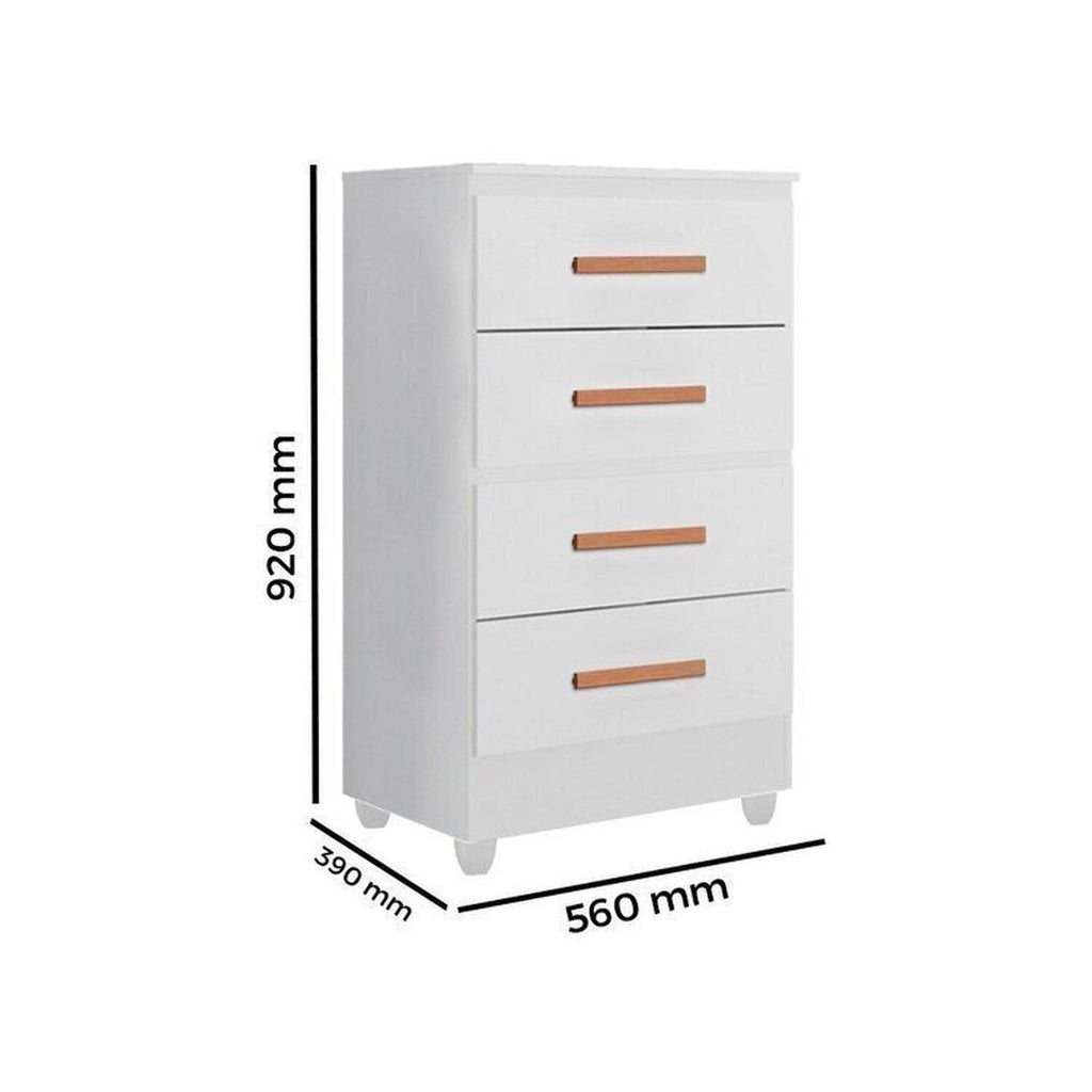 Quarto Bebê Infantil com Guarda-Roupa 3 Portas e 2 Gavetas com Cômoda 4 Gavetas Lite Infantil Móveis Leão Branco