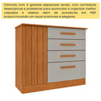 Cômoda 4 Gavetas Ripada Nova York 104cm Yescasa Bege/Cinamomo/Off White