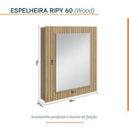 Conjunto para Banheiro Bancada em Porcelanato com Cuba Esculpida, Armário e Espelheira Ripy Bumi 60cm Amarelo/Wood
