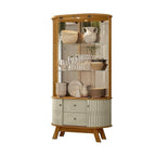 Conjunto Buffet Mônaco e Cristaleira Moss Porta Curva MDF LED Madetec