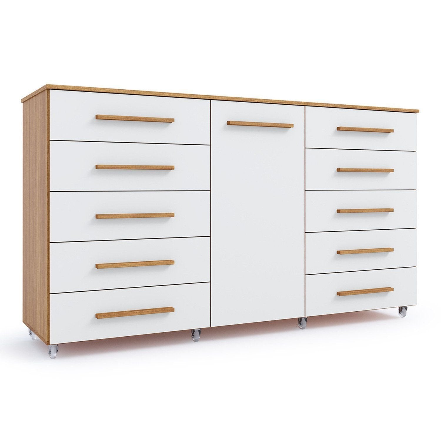 Cômoda para Quarto 10 Gavetas e 1 Porta Imperial Batrol Móveis Marrom/Freijó/Off White