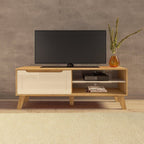 Conjunto Sala de Estar Lotus Rack e Mesa de Centro MDF Carvalho/Off White Espresso Móveis
