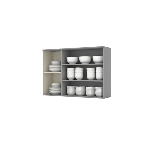 Armário Aéreo 3 Portas 120cm Emily Espresso Móveis Branco HP