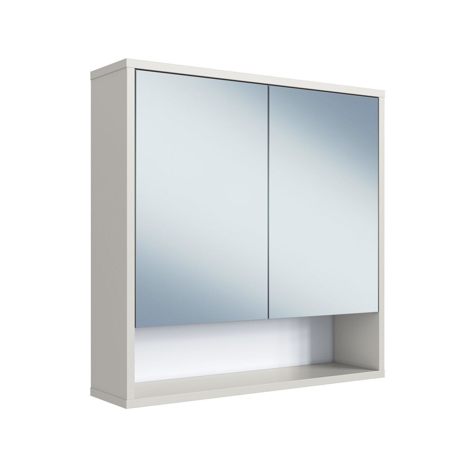 Armário Espelheira para Banheiro Bari Art in Móveis 60cm 2 Portas 1 Nicho Bege/Arenas