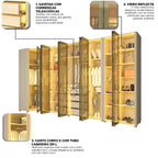 Guarda-Roupa Modulado Reflecta Innova 100% MDF Bege/Off White 339,2cm x 240cm Mod 015 Gelius Móveis