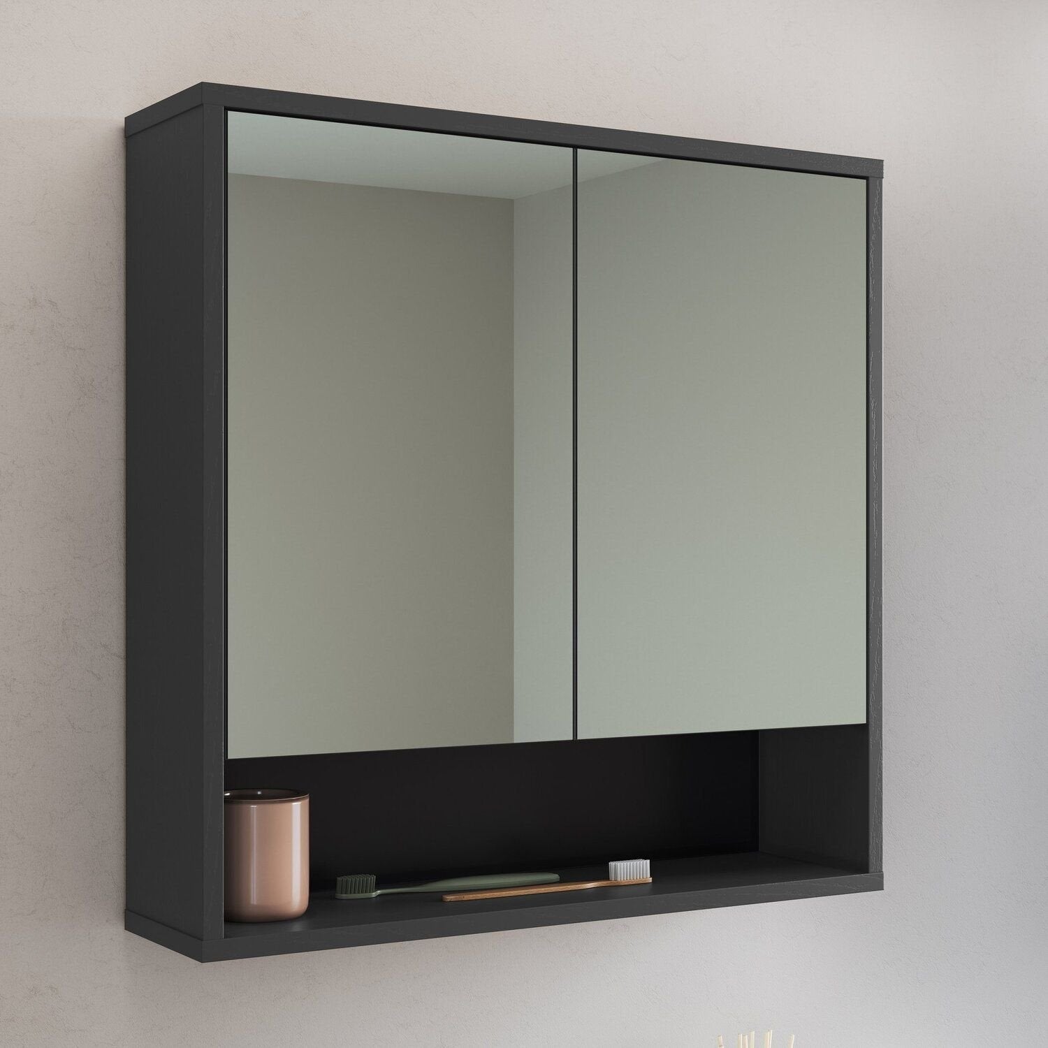 Conjunto para Banheiro Modulado 120cm 3 Peças Gabinete Suspenso com Cuba Bahamas Art in Móveis Grafite