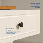 Escrivaninha Mesa Escritório Pinus Ananda 3 Gavetas 150cm CabeCasa MadeiraOriginals Off-White e Mel Marrom