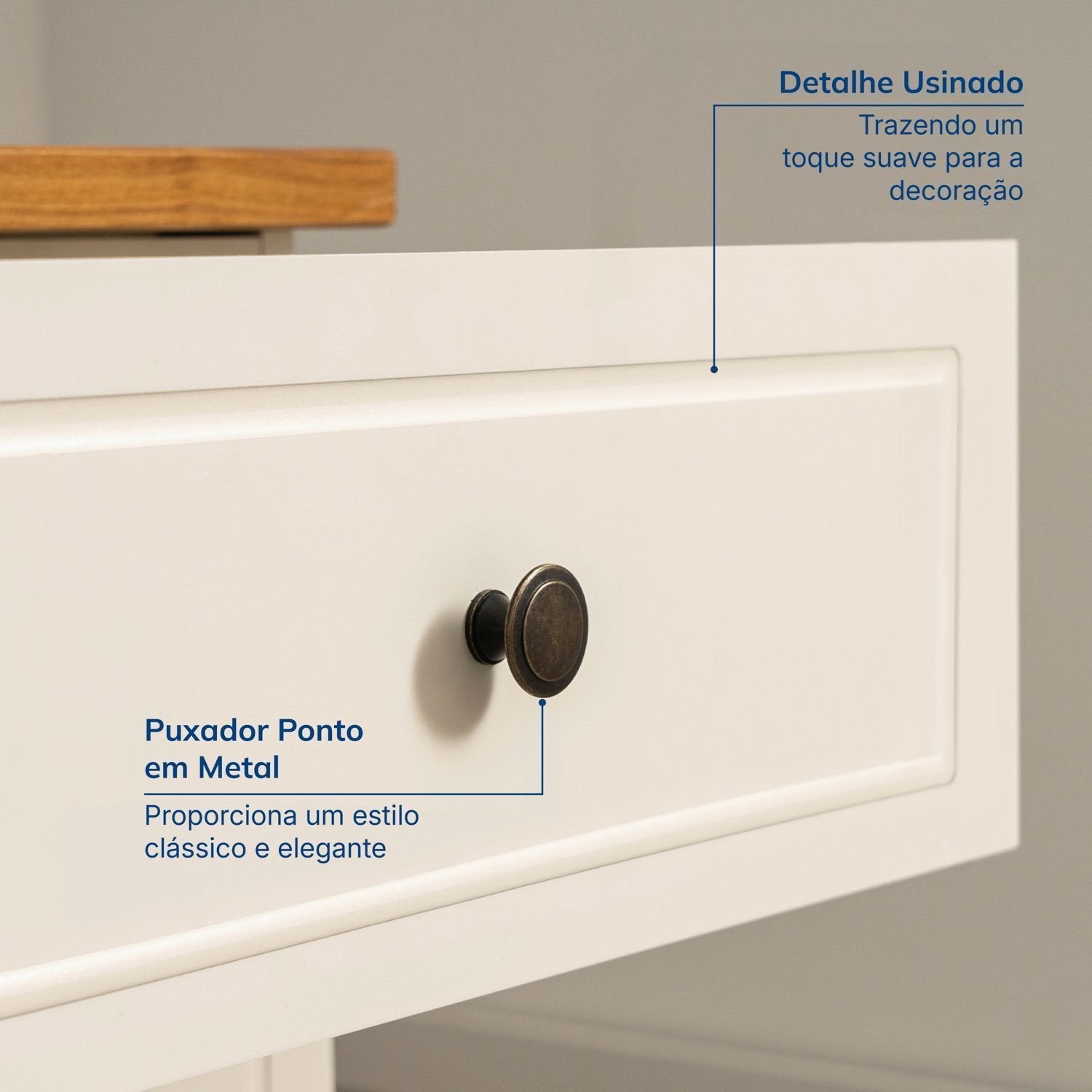 Escrivaninha Mesa Escritório Pinus Ananda 3 Gavetas 150cm CabeCasa MadeiraOriginals Off-White e Mel Marrom