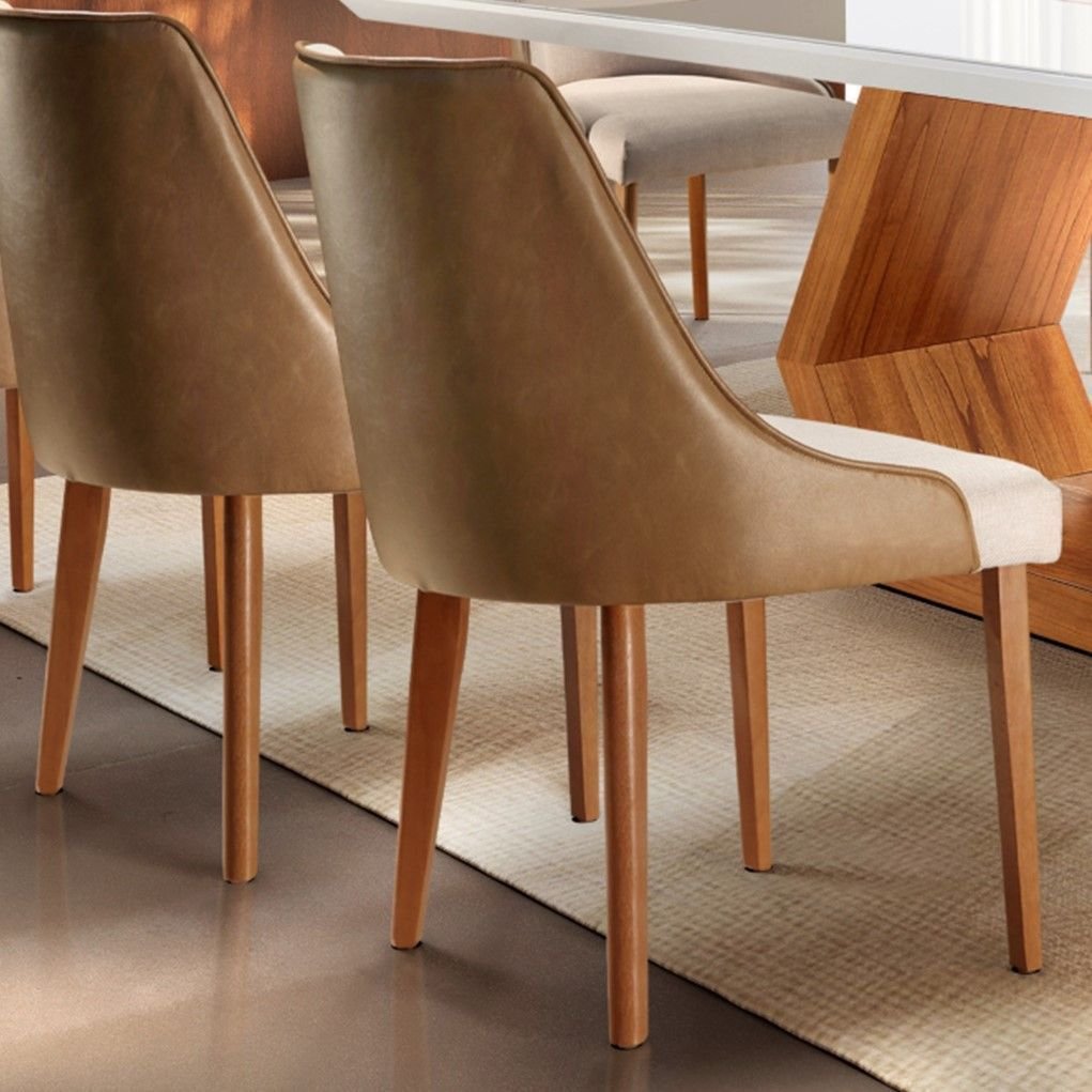 Conjunto Sala de Jantar Mesa Madeira Maciça Sarah com 8 Cadeiras Roma Mobilare