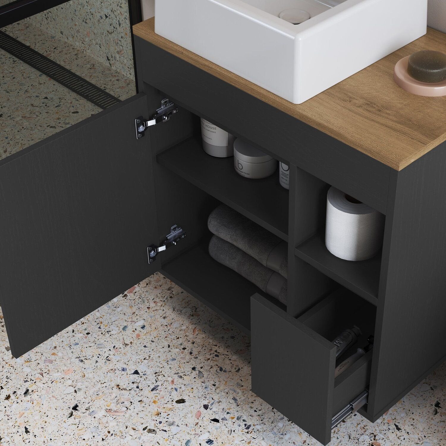 Conjunto para Banheiro Modulado 4 Peças Gabinete Suspenso com Cuba Bangladesh Art in Móveis 148cm Arenas