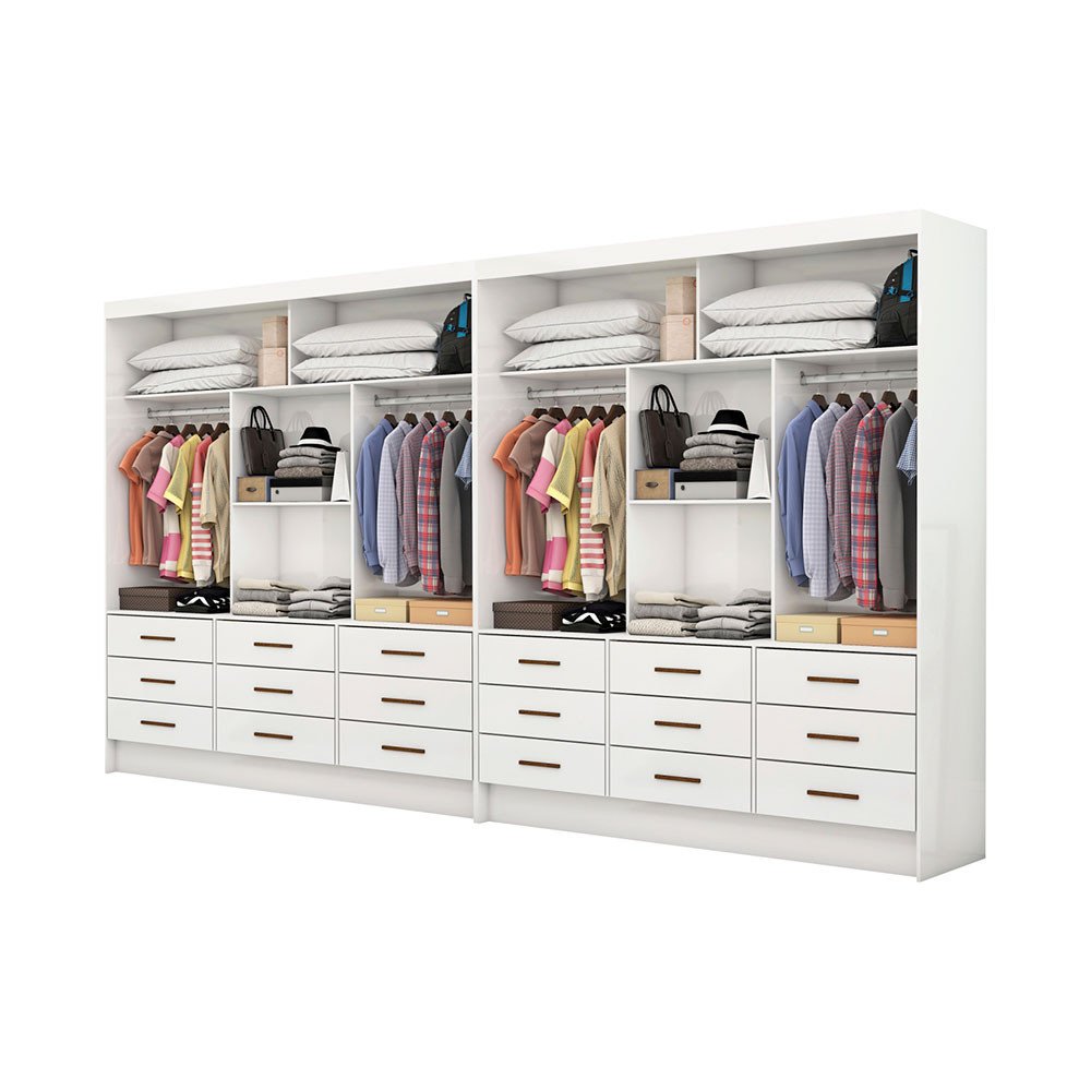 Closet Casal Duplo Sevilha Premium 18 Gavetas Carioca Móveis