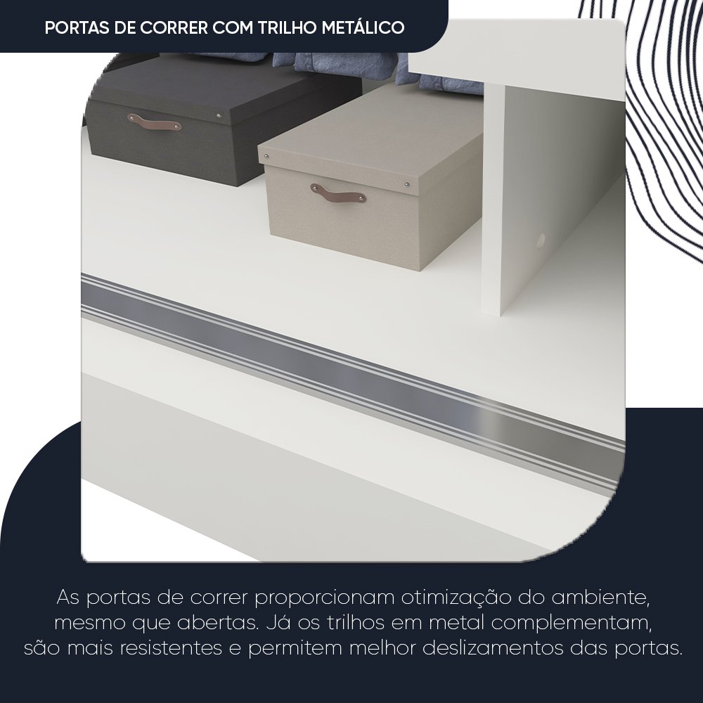 Guarda-Roupa Casal 3 Portas 1 Porta Espelhada Milão Yescasa 100% MDF Branco