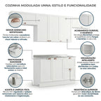 Cozinha Completa Modulada 4 Peças com Balcão para Pia sem Tampo Unna Yescasa Branco