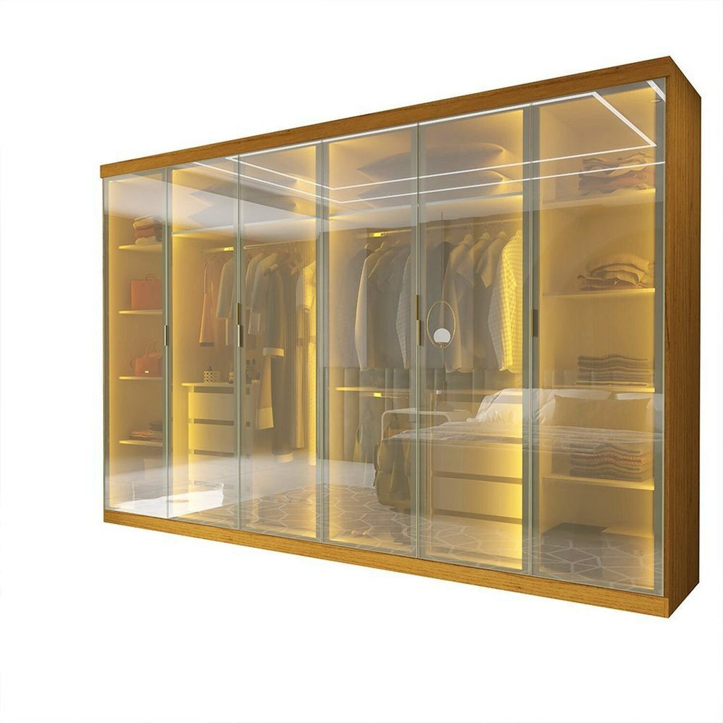 Guarda-Roupa Casal 6 Portas 8 Gavetas Reflecta Cumaru Yescasa 100% MDF Marrom/Marrom