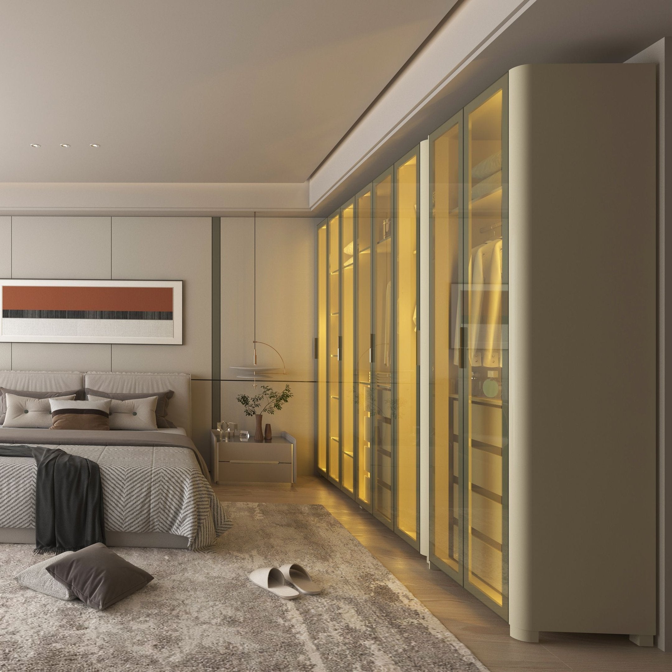Guarda-Roupa Modulado Reflecta Innova 8 Portas 341,4cm x 240cm Mod 012 100% MDF Bege/Off White