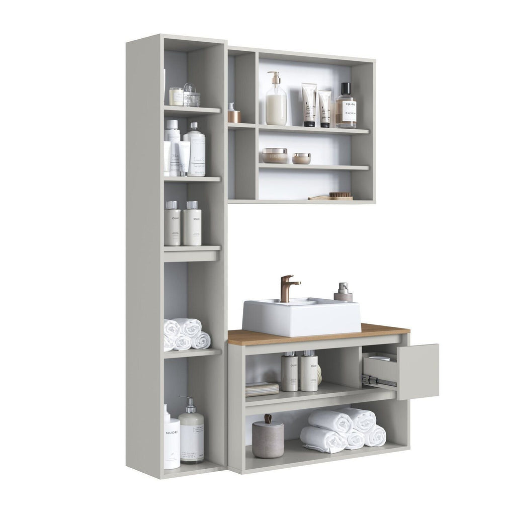 Conjunto para Banheiro Modulado 3 Peças Gabinete Suspenso com Cuba Belarus Art in Móveis 108cm Arenas