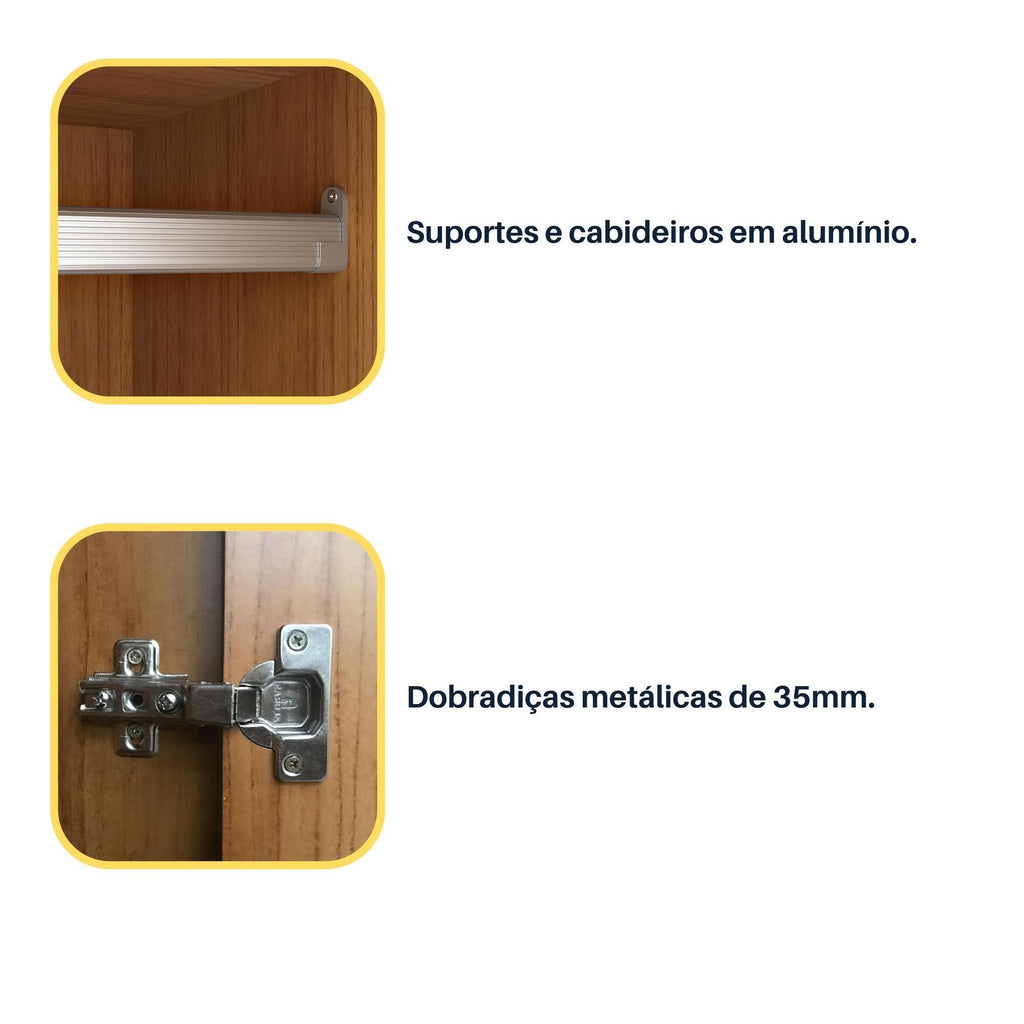 Guarda-Roupa Casal Ripado 6 Portas 6 Gavetas 275cm Yescasa Marrom/Cinamomo