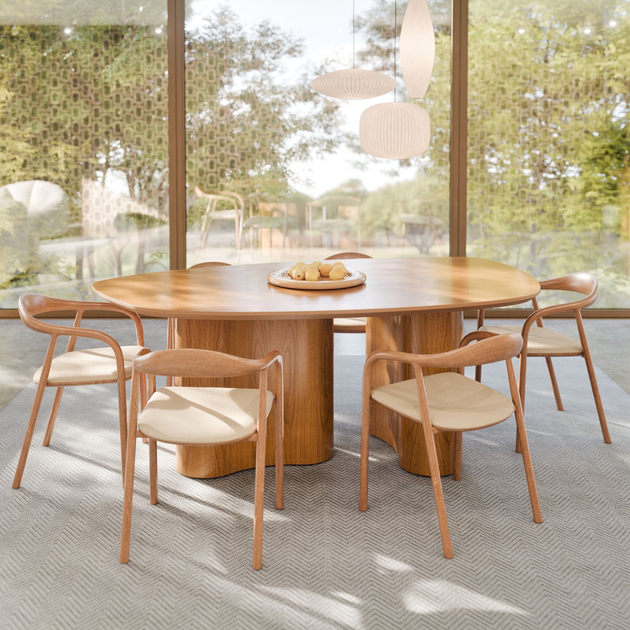 Mesa de Jantar Orgânica Aracajú 6 Lugares Oval 180x105 cm Madeira Natural LCN Móveis