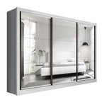 Guarda-Roupa Casal 3 Portas 6 Gavetas com Espelho Premium Lux Yescasa MDP Branco 242cm