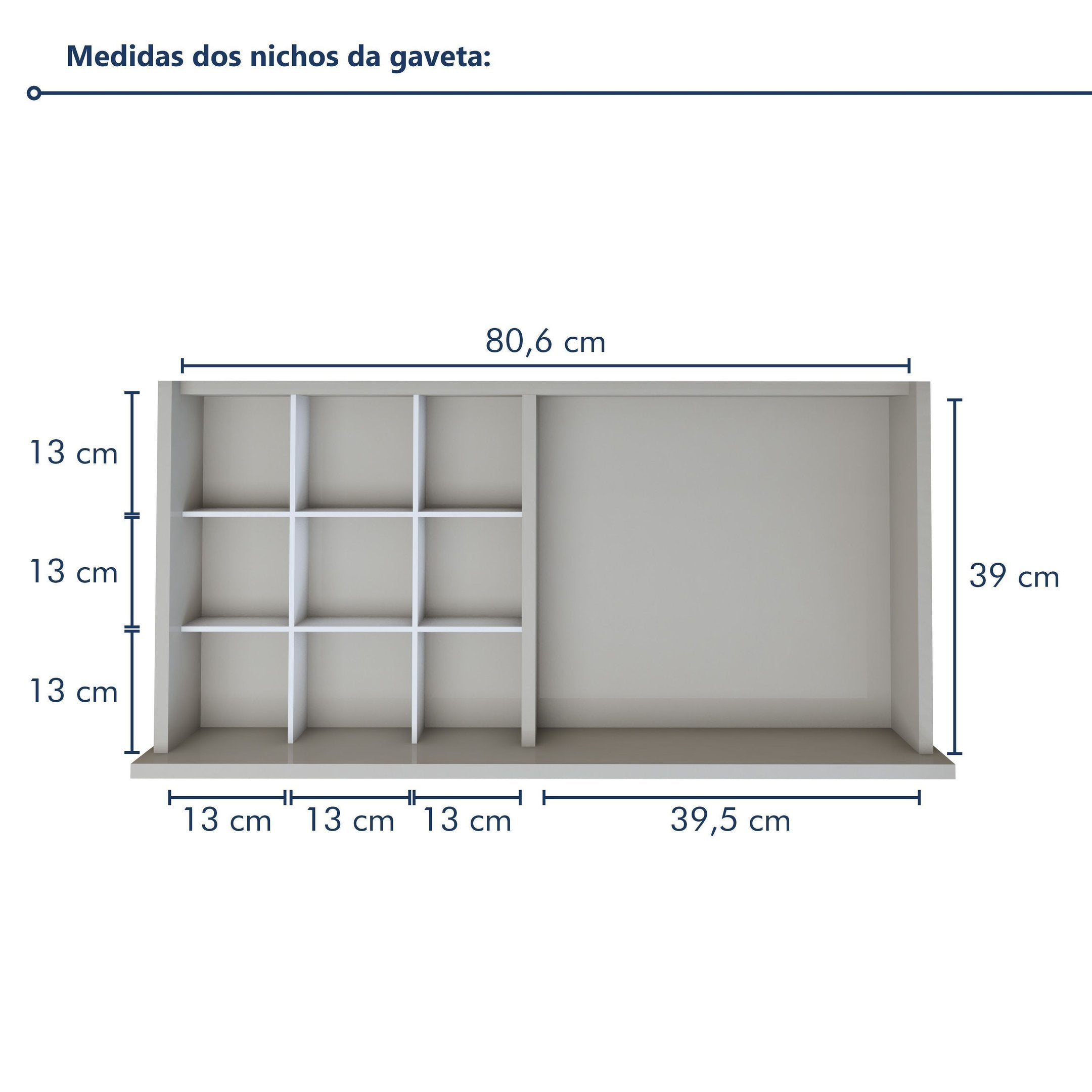 Penteadeira 5 Gavetas 100% MDF sem Espelho Giulia Yescasa Off White