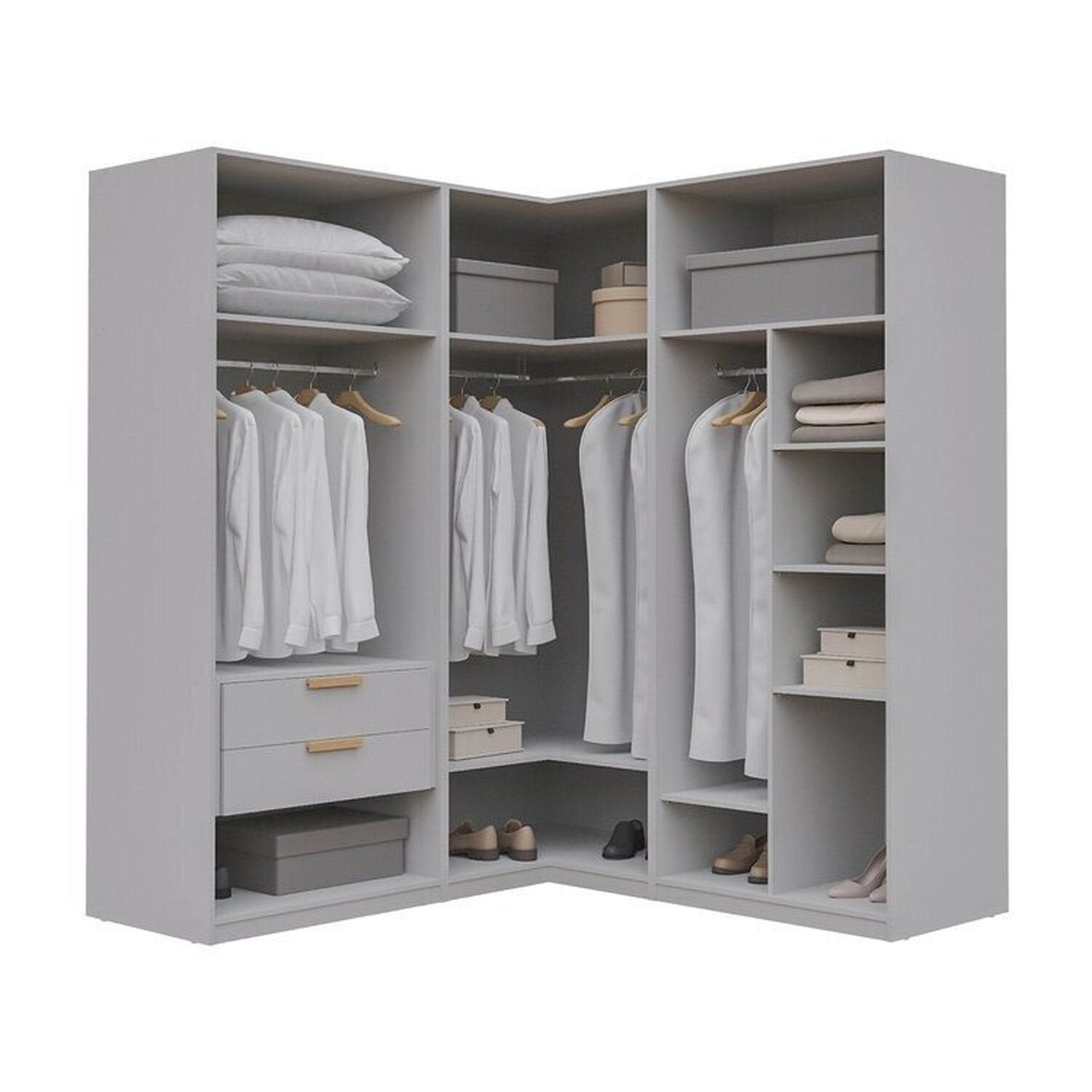 Guarda-Roupa Modulado de Canto 3 Peças 6 Portas Jade CabeCasa MadeiraOriginals