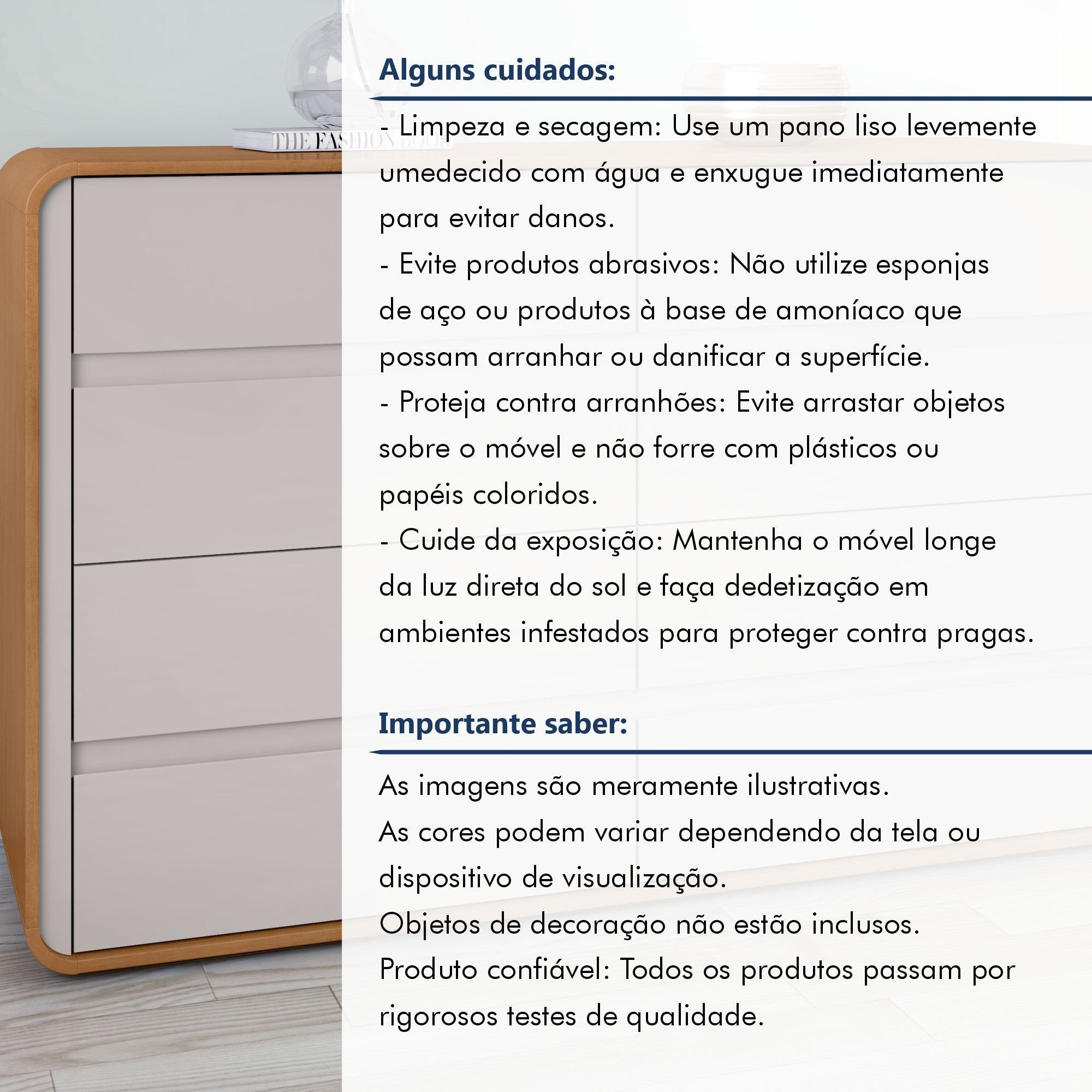 Cômoda para Quarto 8 Gavetas Puxador Embutido Loop 152cm Bege Amêndoa Clean/Off White