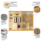 Guarda-Roupa Casal 6 Portas 8 Gavetas Reflecta Cumaru Yescasa 100% MDF Marrom/Marrom