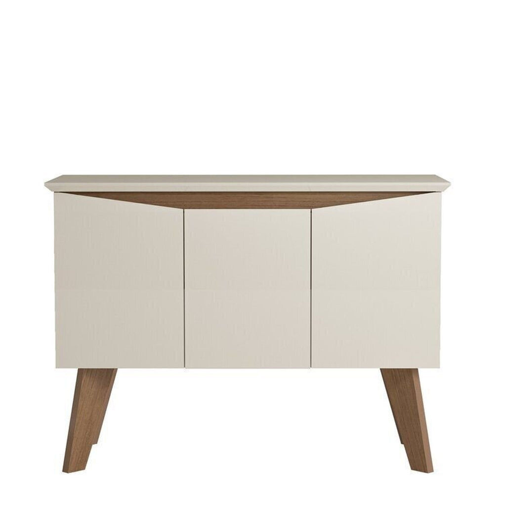Conjunto Sala de Estar Completa Buffet Oásis e Rack Lumina Bege Off White/Cinamomo Artely
