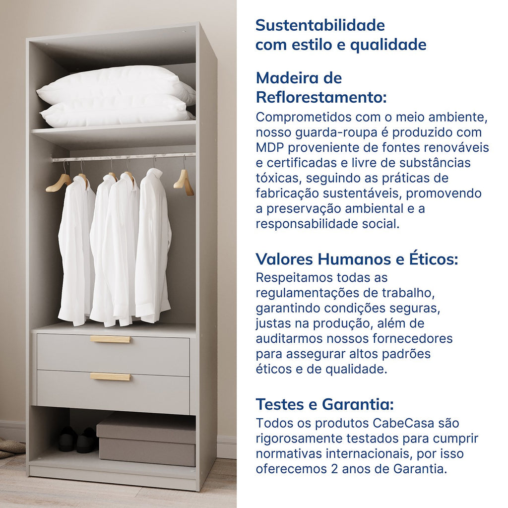 Guarda-Roupa Modular 2 Peças 4 Portas e Gaveteiro Jade CabeCasa MadeiraOriginals