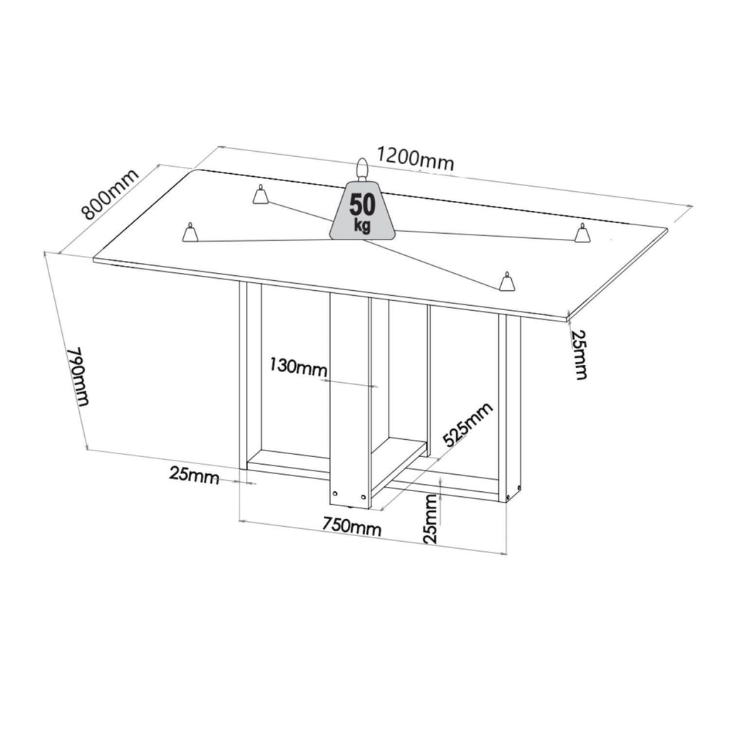 Conjunto Canto Alemão Baú América com Mesa Retangular 1,20x80 e 2 Cadeiras Dalas Yescasa