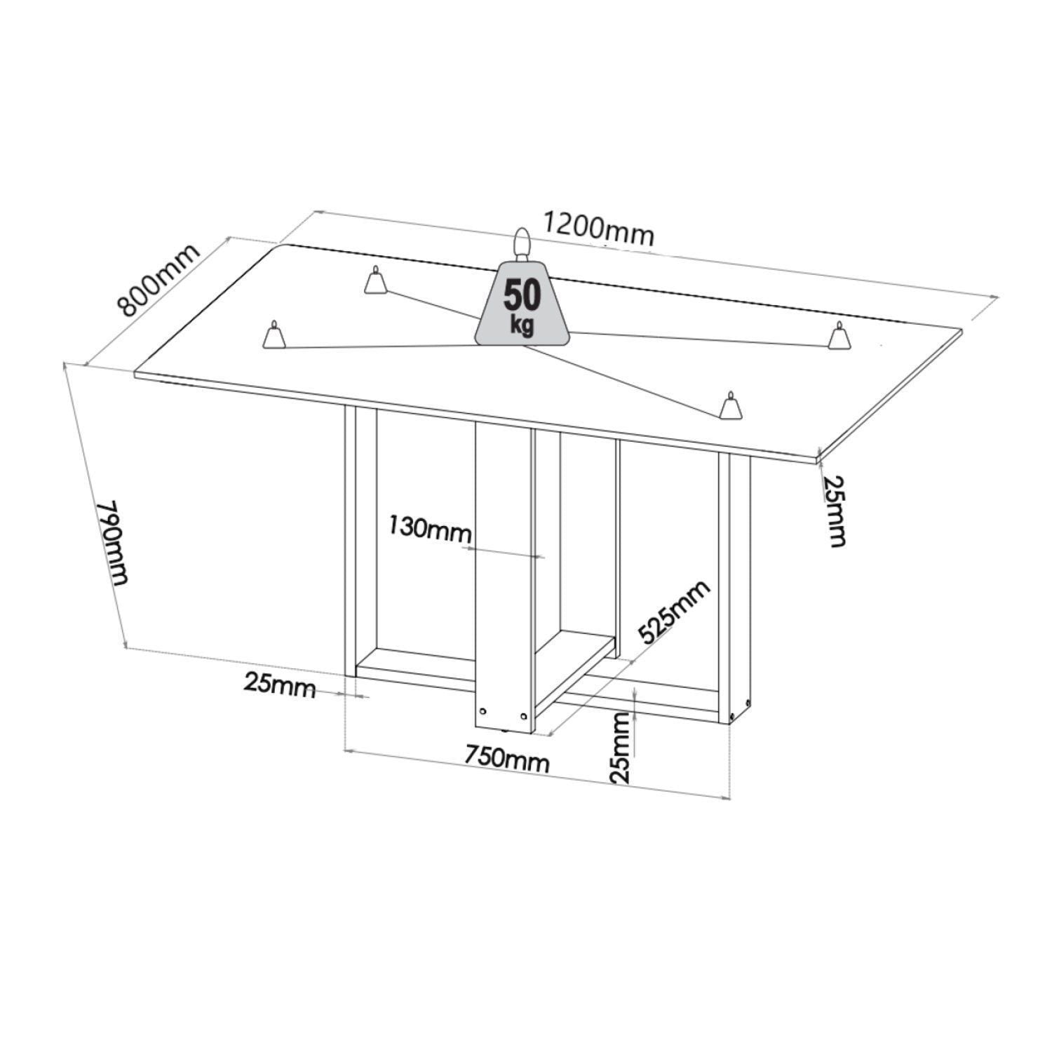 Conjunto Canto Alemão Baú América com Mesa Retangular 1,20x80 e 2 Cadeiras Dalas Yescasa