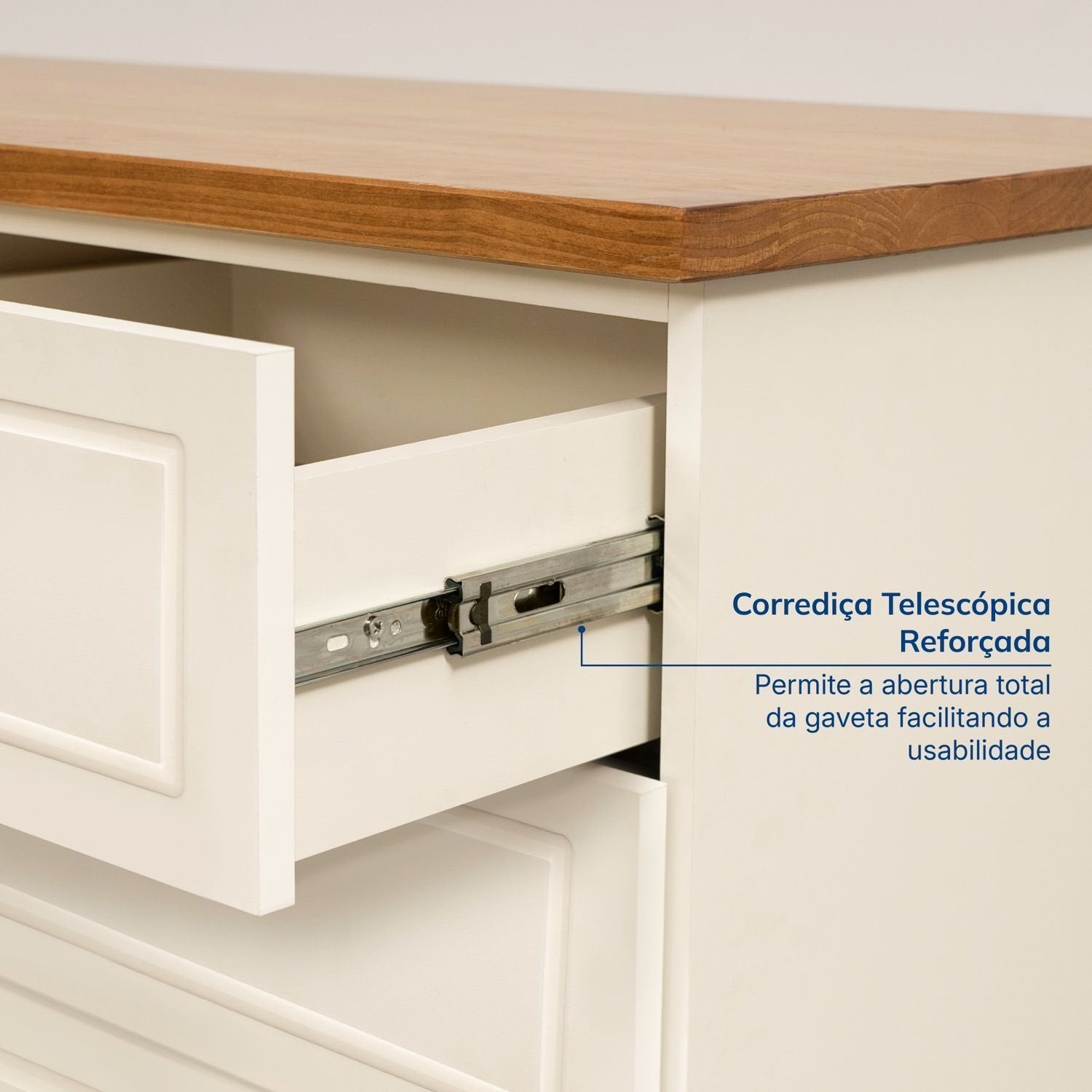 Escrivaninha Mesa Escritório Pinus Ananda 3 Gavetas 150cm CabeCasa MadeiraOriginals Off-White e Mel Marrom