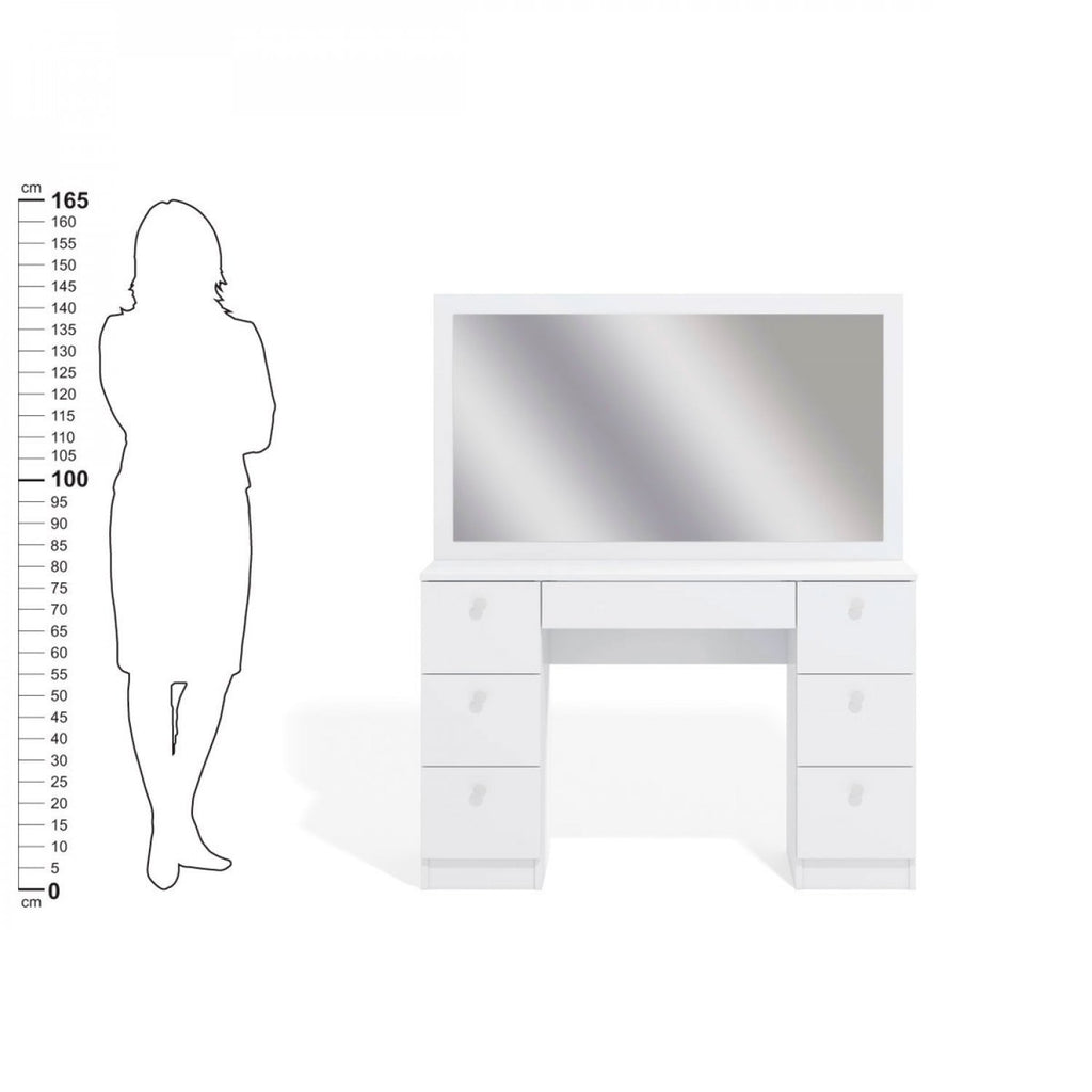 Penteadeira Espelhada 7 Gavetas 117,7cm x 142,5cm Ditália Móveis Branco