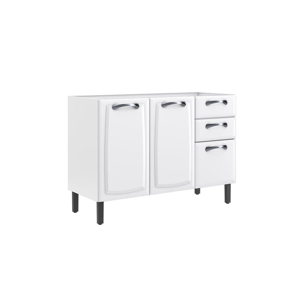 Balcão Cozinha em Aço 3 Portas 2 Gavetas 120cm sem Tampo New Premium Itatiaia Branco