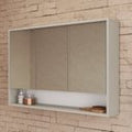 Armário Espelheira para Banheiro Bari Art in Móveis 3 Portas com Nicho 90cm Bege/Arenas