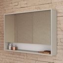 Armário Espelheira para Banheiro Bari Art in Móveis 3 Portas com Nicho 90cm Bege/Arenas