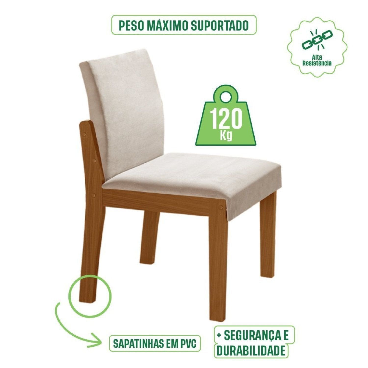Conjunto Sala de Jantar Mesa Redonda com 6 Cadeiras Mônaco Nuance Yescasa Cinamomo/Creme/Off White