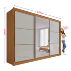 Guarda-Roupa Casal 3 Portas de Correr 6 Gavetas Miami D Doro 100% MDF Cinamomo/Off White