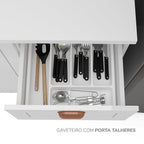 Cozinha Compacta Pérola Yescasa 2 Peças Balcão 2 Gavetas 3 Portas Branco 200x93,7x52cm