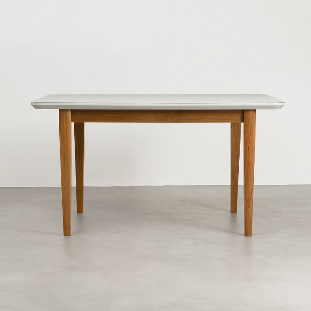 Conjunto Sala de Jantar Tangará Tiê Mesa com 4 Cadeiras Madeira Maciça Tampo MDF e Vidro CabeCasa MadeiraOriginals Bege/Cara