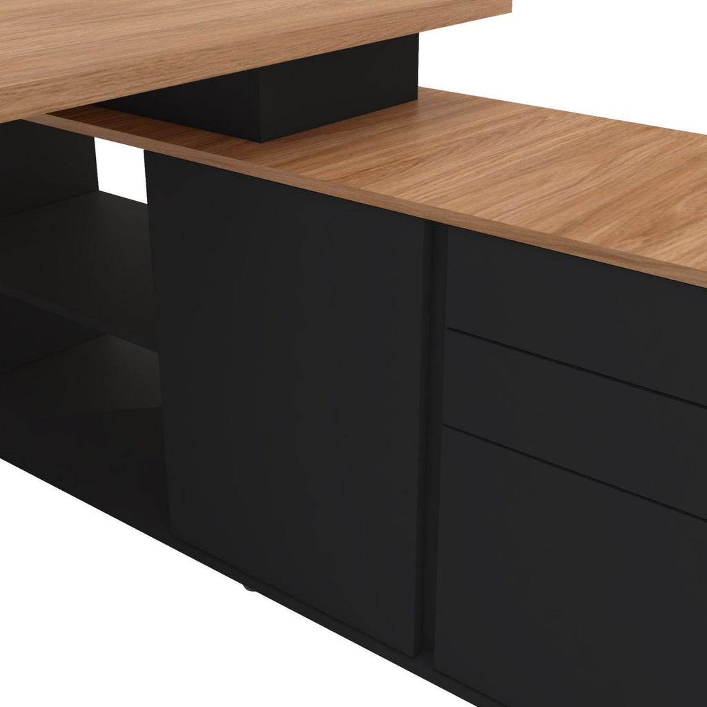 Escrivaninha Mesa Escritório Diretor em L Spring 3 Gavetas 1 Porta 180cm Yescasa