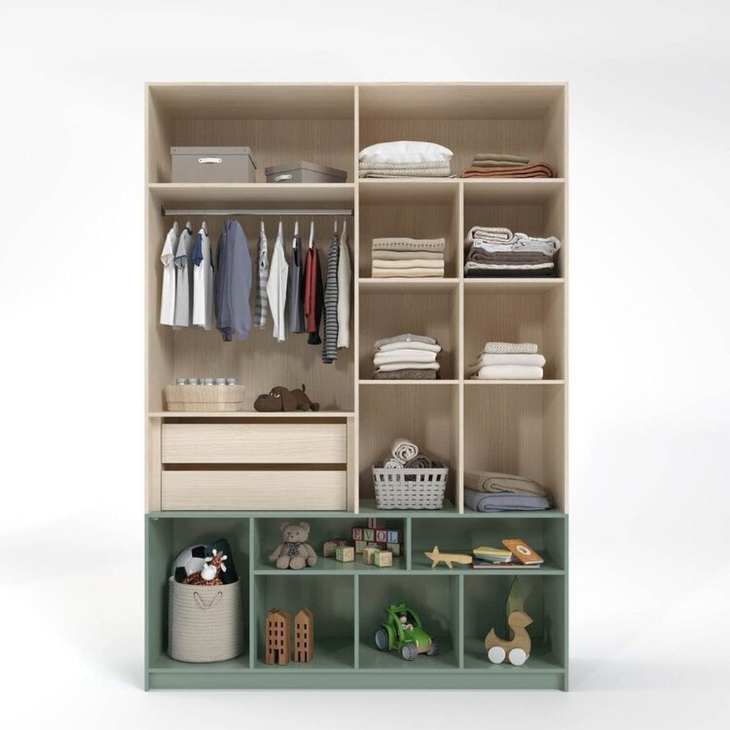 Quarto Infantil Completo Guarda-Roupa Curió Treliche Escrivaninha Estante Petit Verde/Mel Casatema
