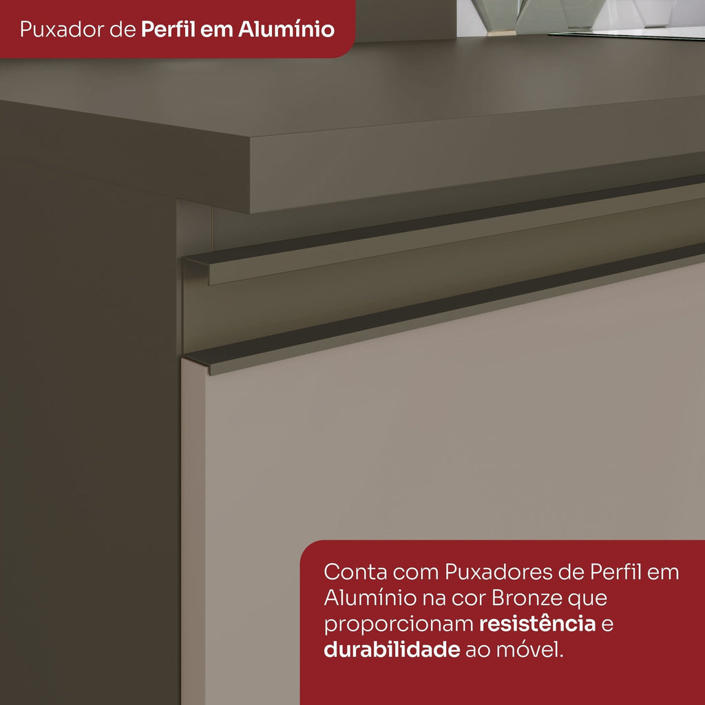 Balcão Pia 2 Gavetas 3 Portas 120cm Connect Henn Cinza/Duna/Cristal