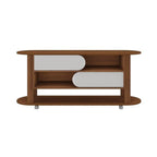 Kit Sala de Estar Rack Mesa Centro e Apoio Mundi Andes Espresso Móveis Cedro/Off White