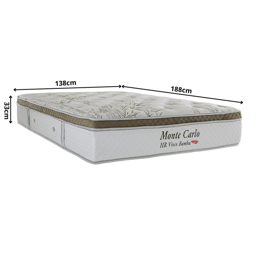 Colchão Casal Molas Ensacadas Monte Carlo Herval Branco Bege 138x188x33cm