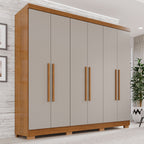 Guarda-Roupa Casal 6 Portas 2 Gavetas França Espresso Móveis MDP Off White/Cinamomo